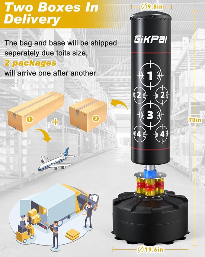 GIKPAL Freestanding Punching Bag with Boxing Gloves, Heavy Boxing Bag with Stand for Adult, Kickboxing Bag for MMA Martial Arts Boxing Traning