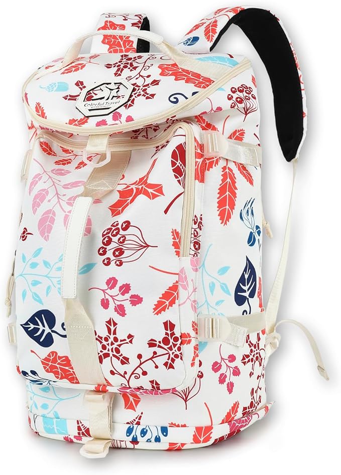 Kalesi Floral Gym Duffle Bag Backpack 4 ways for Women Waterproof with Shoes Compartment for travel Sport Hiking laptop Lightweight, XL