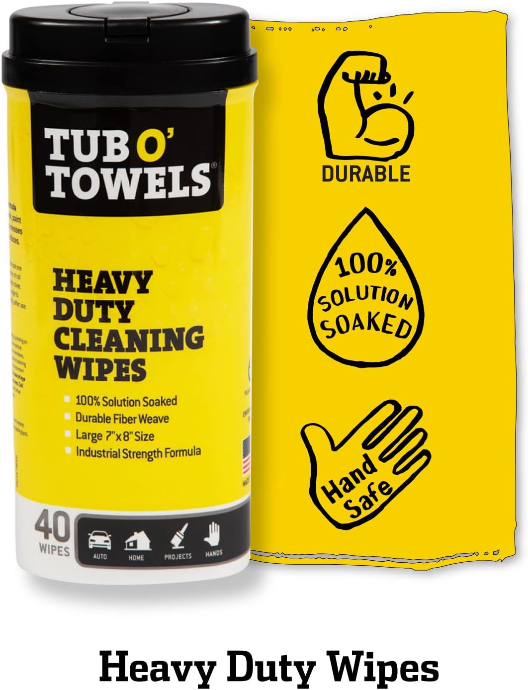 Tub O' Towels Household Cleaning Wipes Variety Pack, 7" x 8", 4-Pack