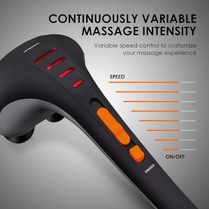 Handheld Neck Back Massager for Pain Relief Deep Tissue, Double Head Full Body Percussion Massage MG400 for Shoulder, Leg, Foot, Muscles