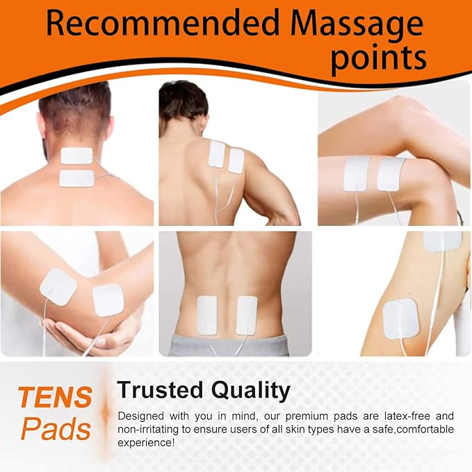 10PCS TENS Unit Replacement Pads 2x4, Reusable Electrodes for Muscle Stimulator Machine, Compatible with AUVON TENS, TENS 7000, Etekcity Tens Unit