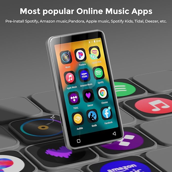 innioasis 80GB MP3 Player with Bluetooth and WiFi, MP3 Player for Kids with Spotify, Spotify Kids, Pandora, Audible, 4.0" Touch Screen Music Player with Parental Controls, Up to 1TB (White+ Silver)