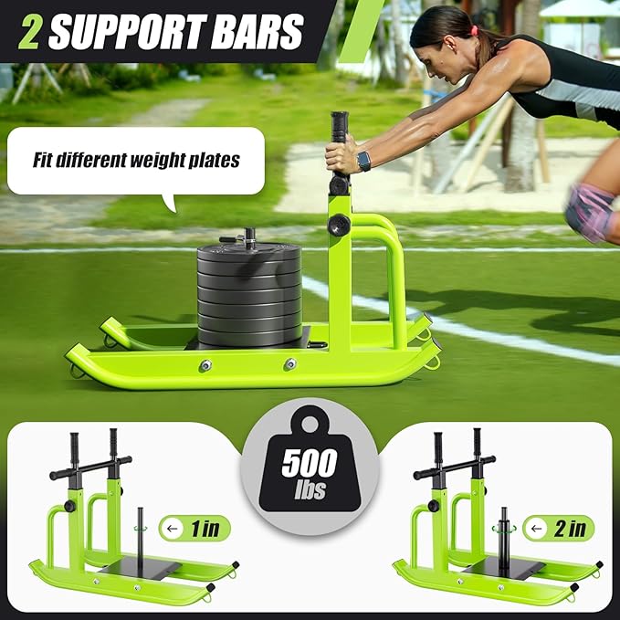 Weight Sled Adjustable Height - Weight Training Pull Sled Gym Equipment for Fitness Strength & Speed Training