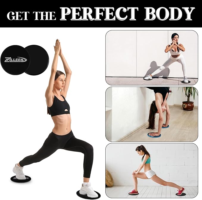 ZILLEEN Exercise Sliders for Working Out Fitness Discs for Pilates Women Men, 2 Pack