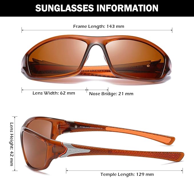 FAGUMA Sports Polarized Sunglasses For Men Cycling Driving Fishing UV400 Protection