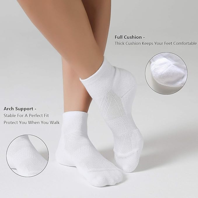 CelerSport 6 Pack Men's Ankle Socks with Cushion, Sport Athletic Running Socks