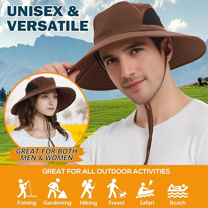 EINSKEY Wide Brim Sun Hat, UPF 50+ UV Protection Waterproof Packable Bucket Hat for Men & Women, Fishing Hiking Beach Garden