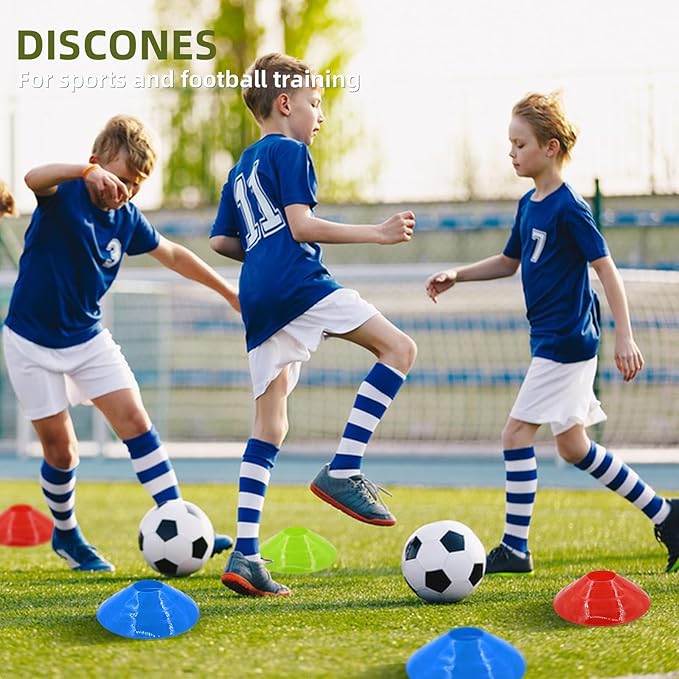 60/30 Pack Soccer Training Cones - Agility Cones with Carry Bag, Sturdy Disc Cones for Sports Training, Soccer, Football, Basketball, Indoor Outdoor Sports, Festive Events, Field Cone Markers