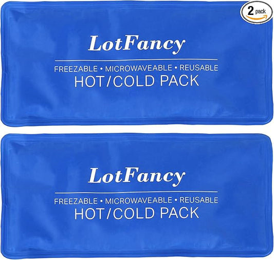 LotFancy Ice Pack for Injuries, Pack of 2, FSA HSA Eligible, Reusable Hot Cold Pack for Therapy, Cooling or Heating Pad for First Aid, Back Shoulder Neck Head Feet Pain Relief, 11 x 5 Inches