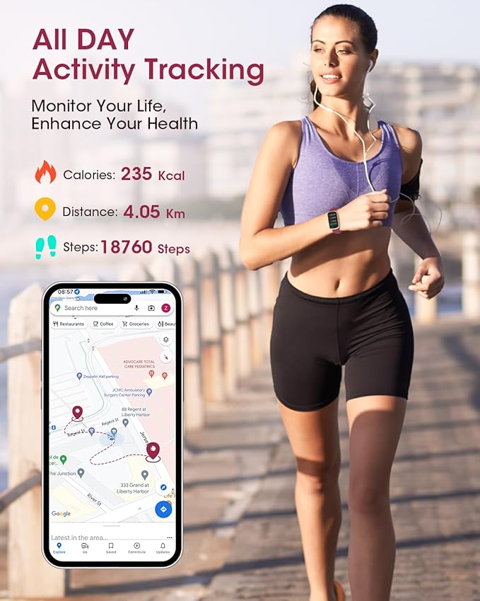Health Fitness Tracker for Women Men: Fitness Smart Watch for Woman with 24H Heart Rate Monitor Blood Oxygen Sleep Tracker Calorie Step 5ATM Waterproof Activity Trackers for iPhone Android - Burgundy