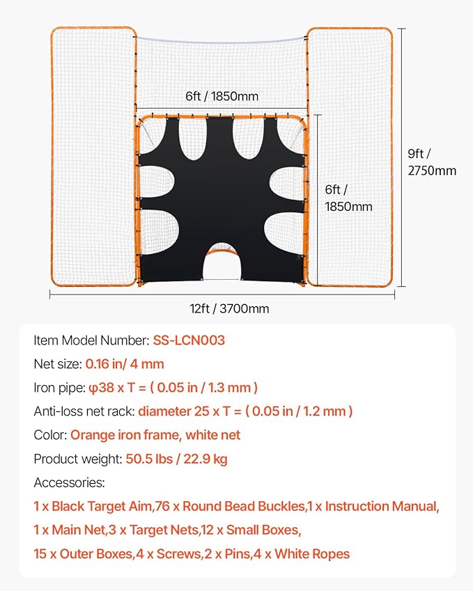 VEVOR Portable Lacrosse Goal - Complete Training Accessory Set with Extended Coverage for Youth and Adults