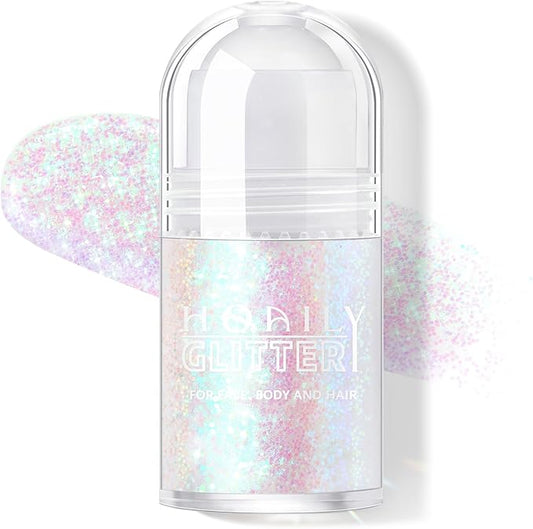 Roll-on Holographic Body Glitter Gel for Face Hair, Chameleon Color Changing Glitter Gel Under Light, Chunky Mermaid Sequins Festival Party Rave Accessories Shimmer Makeup (11# Mermaid)