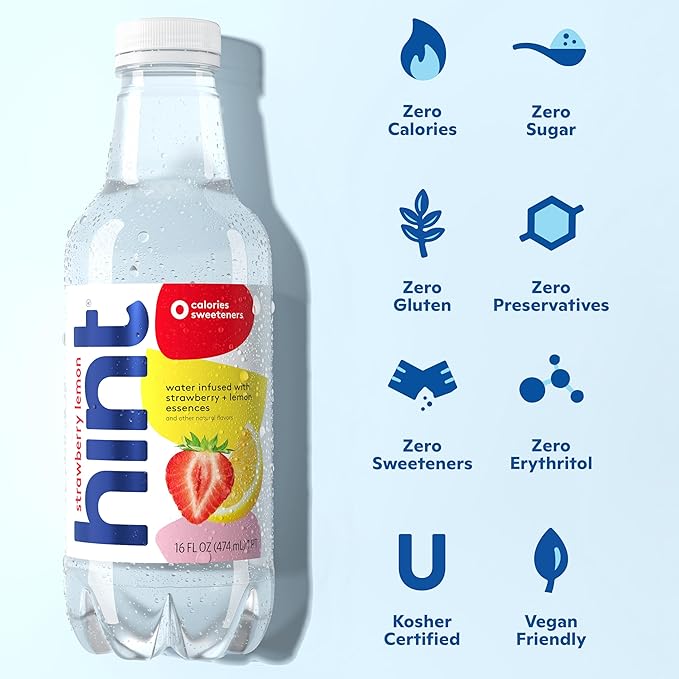 Hint Fruit-Infused Bottled Water, 4-Flavor Red Variety Pack - Sugar Free Flavored Water with Zero Calories, Natural Fruit Essences, and No Artificial Sweeteners - 16 Fl Oz (Pack of 12)