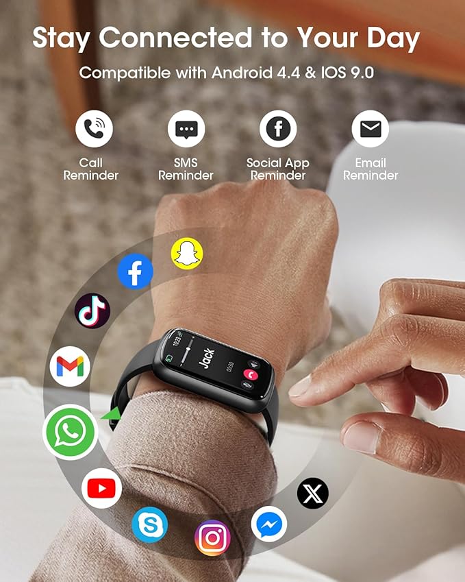 Health Fitness Tracker for Men Women: Smart Watch with 24H Heart Rate Monitor Blood Oxygen Sleep Tracker Calorie Step Counter 5ATM Waterproof Fitness Activity Trackers Compatible with iPhone Android