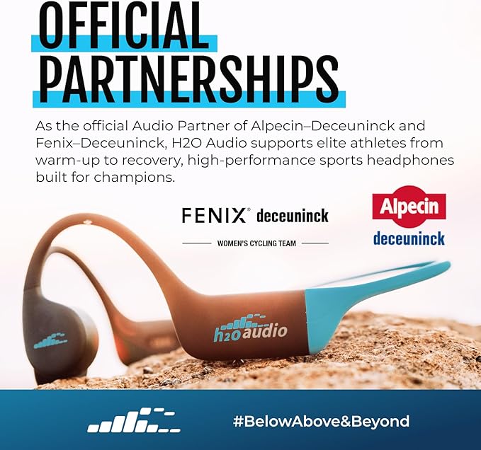 H2O Audio TRI 2 Multisport Waterproof Bone Conduction Open Ear Headphones, Bluetooth 5.3 for Running and Cycling, MP3 Mode for Swimming, 8GB Memory, 8.5-Hour Battery, Black