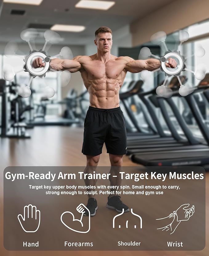 Arm Workout for Men and Women, 360° Hand-Crank Forearm Trainer, Chest Trainer,Shoulders and Arm Muscle Training Fitness Equipment, Home Workout Equipment and Gym Workouts