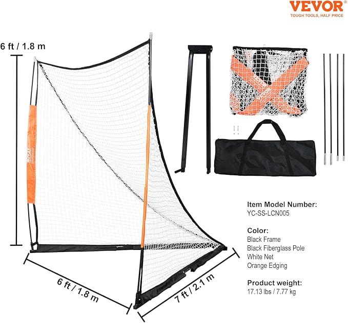 VEVOR Portable Lacrosse Goal - Complete Training Accessory Set with Extended Coverage for Youth and Adults