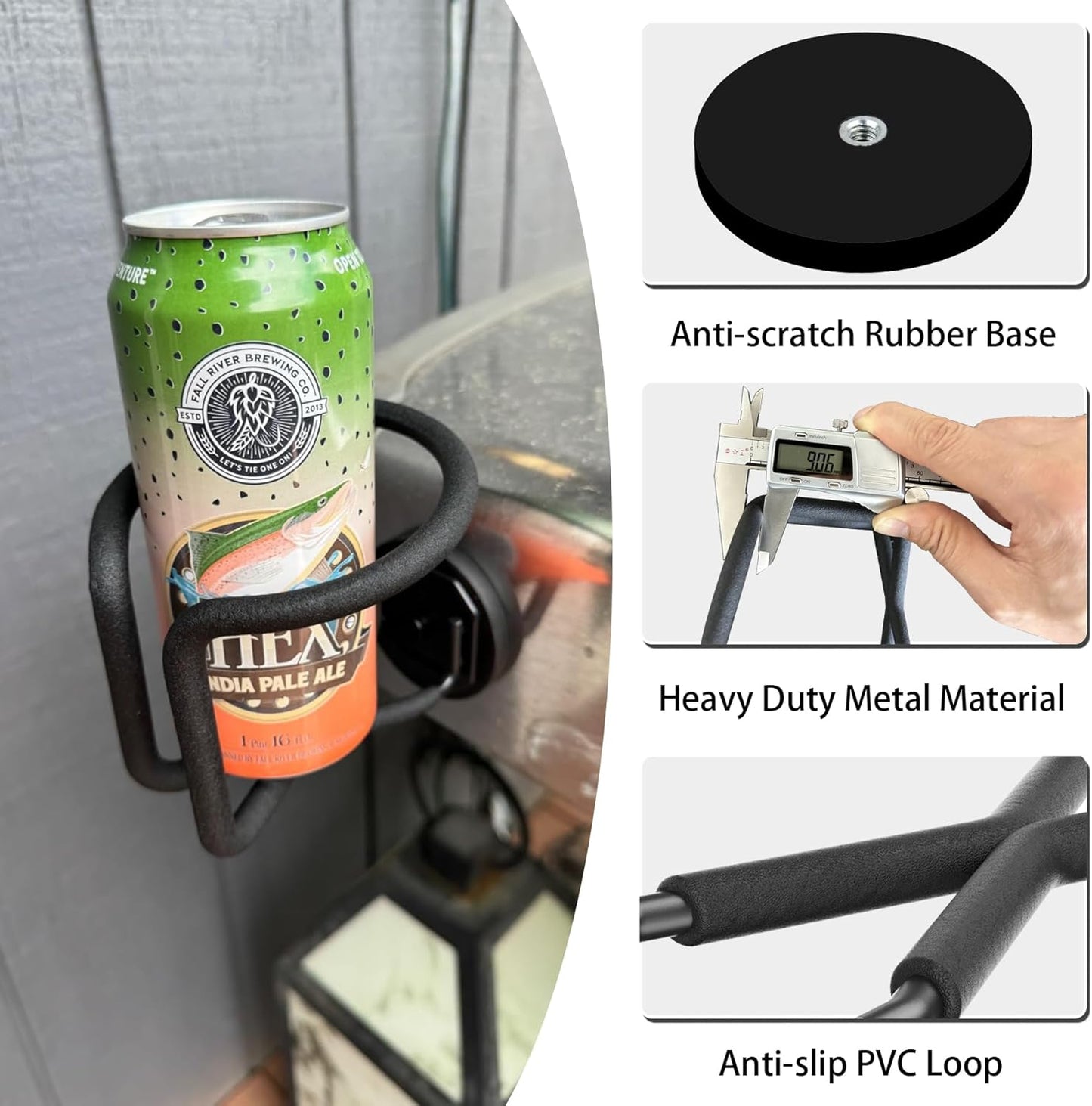 MUTUACTOR Magnetic Cup Holder Heavy Duty, 2PCS Non-stractch Magnetic Water Bottle Holder for Tractor, Large Capacity Magnetic Mount Tractor Cup Holder for Fridge Tool Cart Work Bench