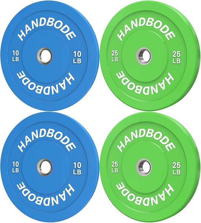 Colored Bumper Weight Plates Olympic Weight Plate Set 2-Inch, 10/15/20/25/35/45/55 lb Barbell Weight Plates Set for Home Gym, Rubber Strength Training Weights Plates for Weight Lifting