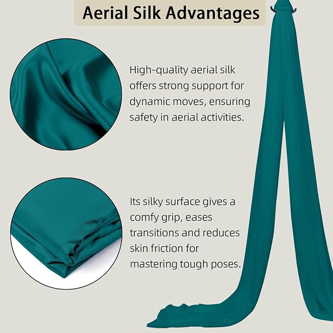 15/25 Yards Aerial Silk Professional Indoor Aerial Yoga Hammock Fabric Outdoor Fitness Silk for Dance, Circus Training, Home Gym