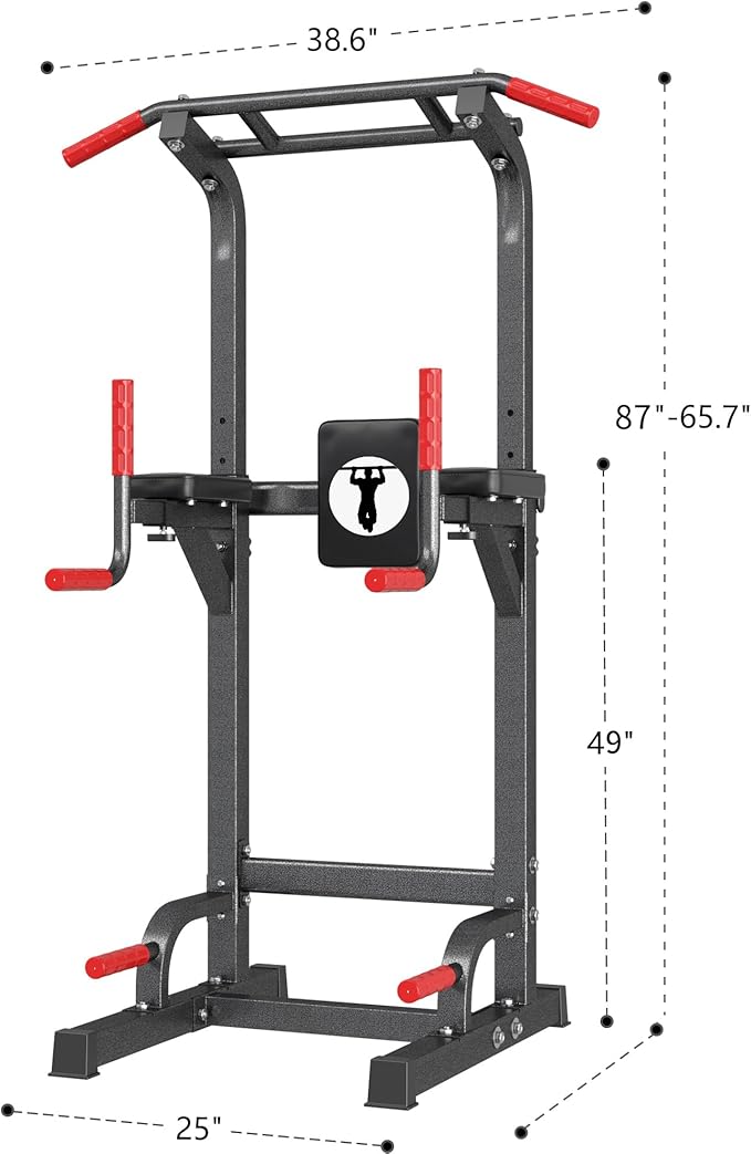 SogesPower Power Tower Pull Up Bar Station Multi-Function Pull Up Bar Stand for Home Gym, Adjustable Height Pull Up Dip Station Dip Bar Strength Training Fitness Equipment,Up to 500LBS