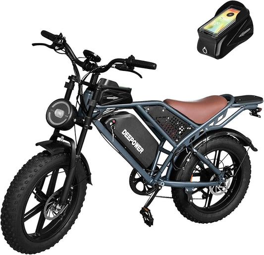 DEEPOWER Electric Bike for Adults,1500W/3500W Peak Motor 30MPH 35-180 Miles Electric Dirt Bike,Dual Suspension Ebikes for Adults, 20" Fat Tire E Bike with 624-2880Wh Battery,UL 2849 Tested