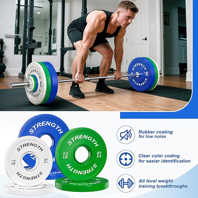 XDDIAS Rubber Weight Plates for Barbell, 2-Inch Olympic Grip Plate for Strength Training, Weightlifting and Bodybuilding in Home & Gym, Solid Cast Iron Weight Plates Pair and Sets