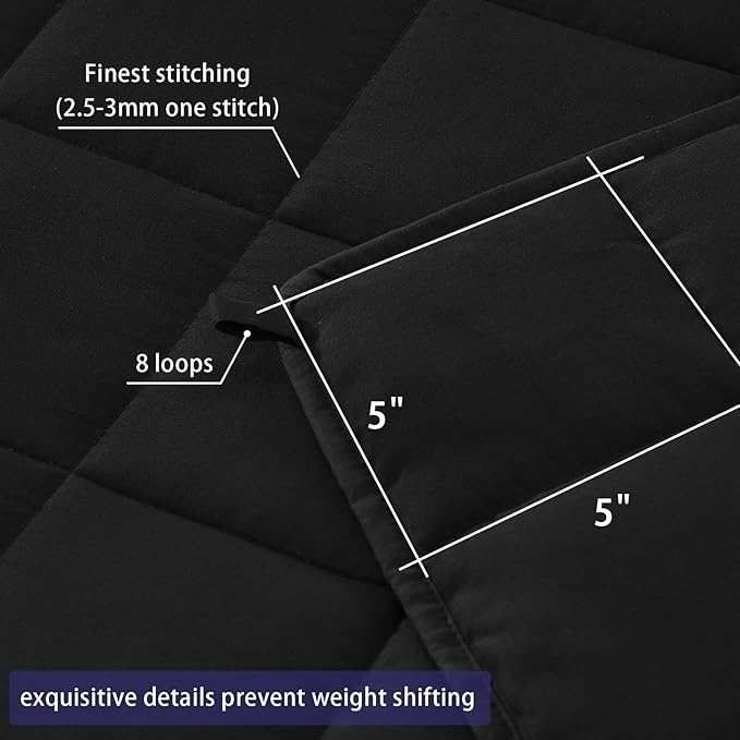 King Size Weighted Blanket for Adults (25 lbs, 80” x 87”, Black) Cooling Heavy Blanket for Sleeping Perfect for 240-260 lbs, Breathable Blanket for Adults & Couple All Season, Machine Washable