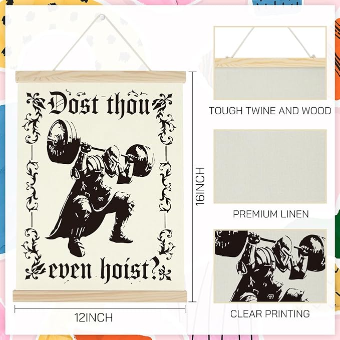 Gym Motivational Posters Funny College Dorm Posters Gifts for Guys Friends Dost Thou Even Hoist Gym Flag Wall Art Decor Sign for Home Gym Bedroom Office