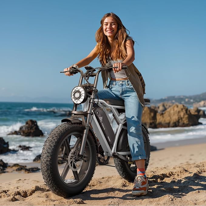 TST Electric Bike for Adults, 1500W Peak Brushless Motor 28 MPH 60 Miles/110 Miles Fat Tire E Bike with 48V 15Ah/ 25Ah Removable Battery 20" Electric Dirt Bike Hydraulic Suspension and 7-Speed