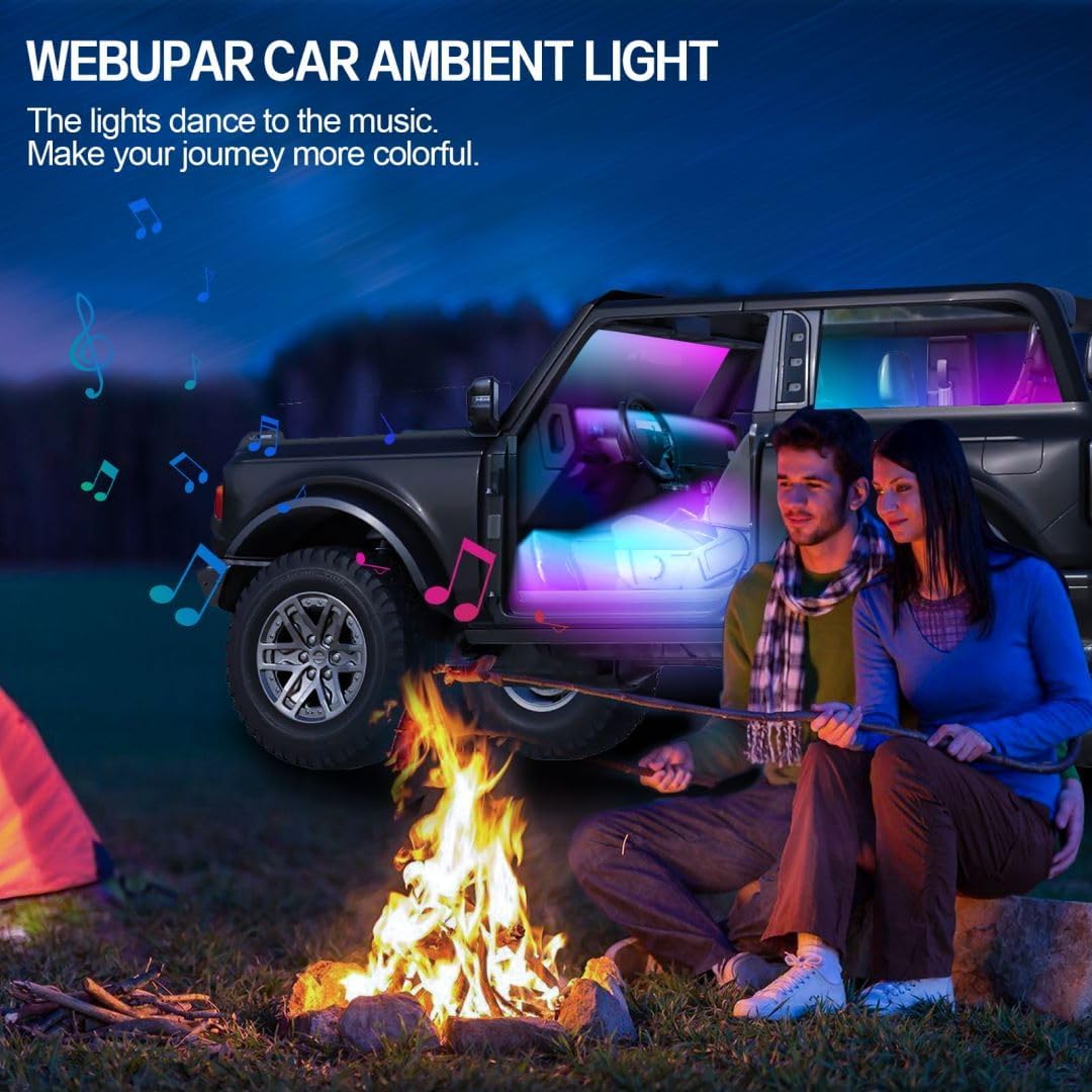 Dreamcolor Acrylic Interior Car Lights, WEBUPAR Car Accessories 6 in 1 Car LED Strip Lights with APP Control and 213 Modes, 175 inches 593 LEDs Fiber Optic Lights, RGB Neon Car Lighting