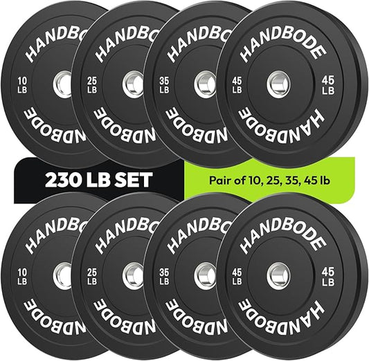 Bumper Plates 2 - Inch Olympic Weight Plate Set for Barbell, 10-55 lb Rubber Weights Sets for Home Gym, Strength Training Plate, Weight Lifting, Black