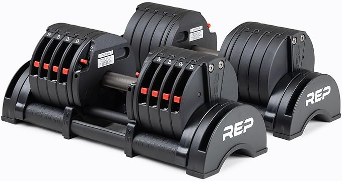 Rep Fitness Quickdraw Adjustable Dumbbells, Multiple weight ranges available including: 5-30, 5-40,5-50 and 5-60 lbs