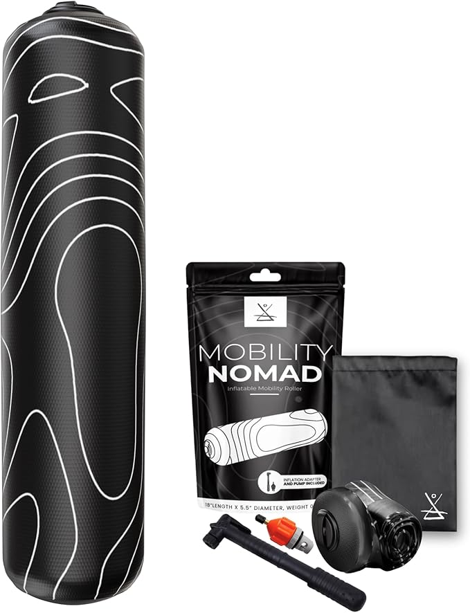 Inflatable Foam Roller – Travel Foam Roller for Muscle Recovery, Deep Tissue Massage, Physical Therapy, Hiking, Backpacking, Gym, Home – Includes Pump, Bag – Adjustable Firmness