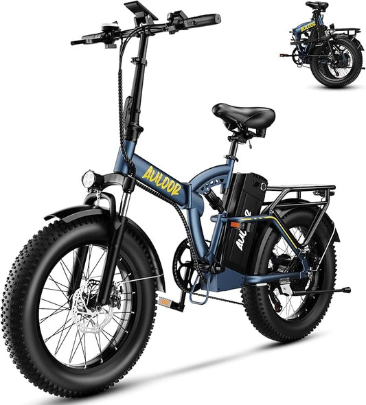 1000W Folding Electric Bike, 48V 20AH Large Removable Battery E Bike,30+MPH, 80 Miles Max Range, 20" Fat TireElectric Bike for Adults, Adult Electric Bicycles for CommuteBeach Snow