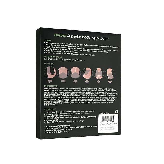 Neutriherbs Body Applicator with Wrap, Effective Nature Formula to Shape, Tone, Firm Body, Works for Belly, Stomach,Legs,Arms,Buttocks (5pcs)