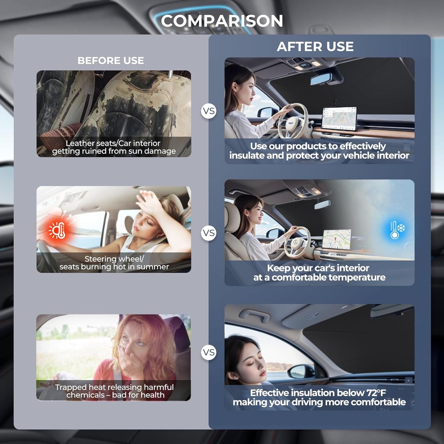 Windshield Sun Shade Umbrella for 2019-2025 Mazda 3 Accessories: Custom Fit 240T Silver, Double Thickened, Foldable Sunshade Window Sun Visor, Ultimate 99% UV Blocking for Sedan, Hatchback, Turbo