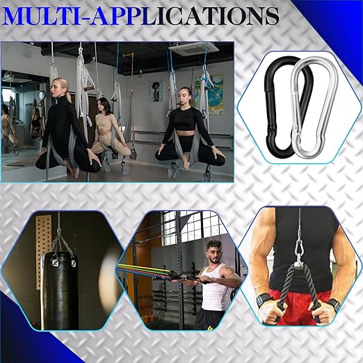 50 Pack Sliver Carabiner Clips, 2.36 Inch Heavy Duty Spring Snap Hooks - Small Locking Carabiners for Camping, Hiking, Hammocks, Swing Sets, Keychains, Fishing & Outdoor Gear