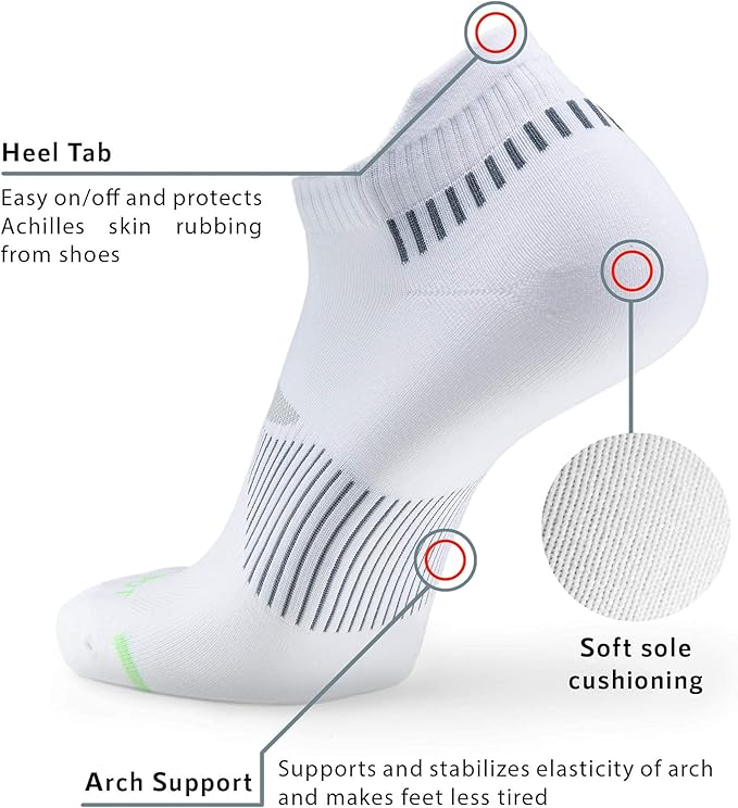 MONFOOT Men's/Women's 3-10 Pairs Silky Dry Athletic Cushion Ankle Socks, Multipack