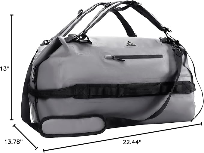 Haimont Large Waterproof Duffel Backpack Roll-Top Heavy Duty Dry Duffle Bag for Boating, Travel, Motorcycle, Kayaking, Camping, 60L