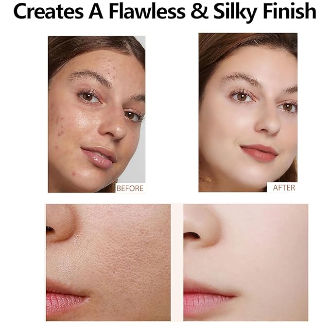 Bio Foundation 4 in 1 Light Spectrum, Color Changing Full Coverage Concealer Foundation, SPF50+ Long-Wearing & Waterproof for Sport, Dancing, Outside-30ML