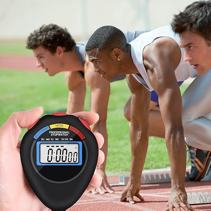 6 Pack Multi-Function Electronic Digital Sport Stopwatch Timer, Large Display with Date Time and Alarm Function,Suitable for Sports Coaches Fitness Coaches and Referees（Black）