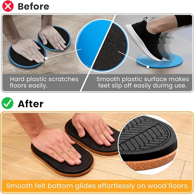 MUYOS Sliders for Working Out, Floor Sliders for Exercise, Sliding Discs for Hardwood Floors – Core and Strength Training, Protects Floors, Ideal for Home Gym Fitness