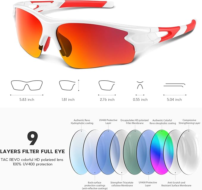 BEACOOL Polarized Sports Sunglasses for Men Women Youth Baseball Fishing Cycling Running Golf Motorcycle Tac Glasses UV400