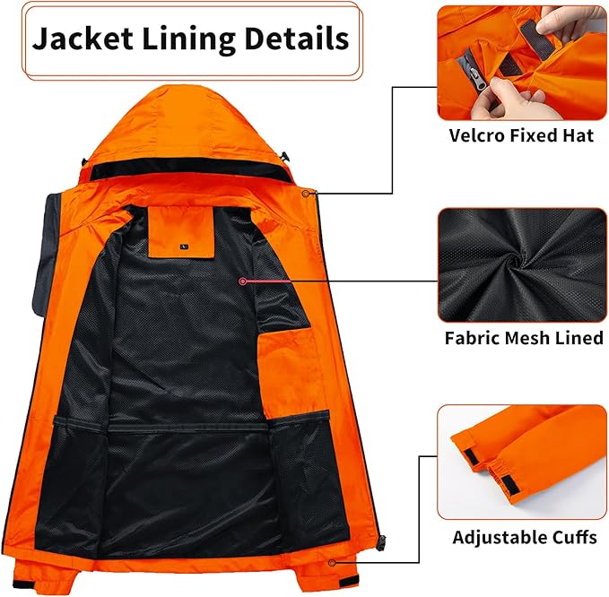 Mens Lightweight Waterproof Jacket Windproof Rain Hooded jackets for Running Hiking Cycling Travel M-7XL