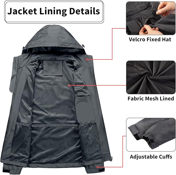 Mens Lightweight Waterproof Jacket Windproof Rain Hooded jackets for Running Hiking Cycling Travel M-7XL