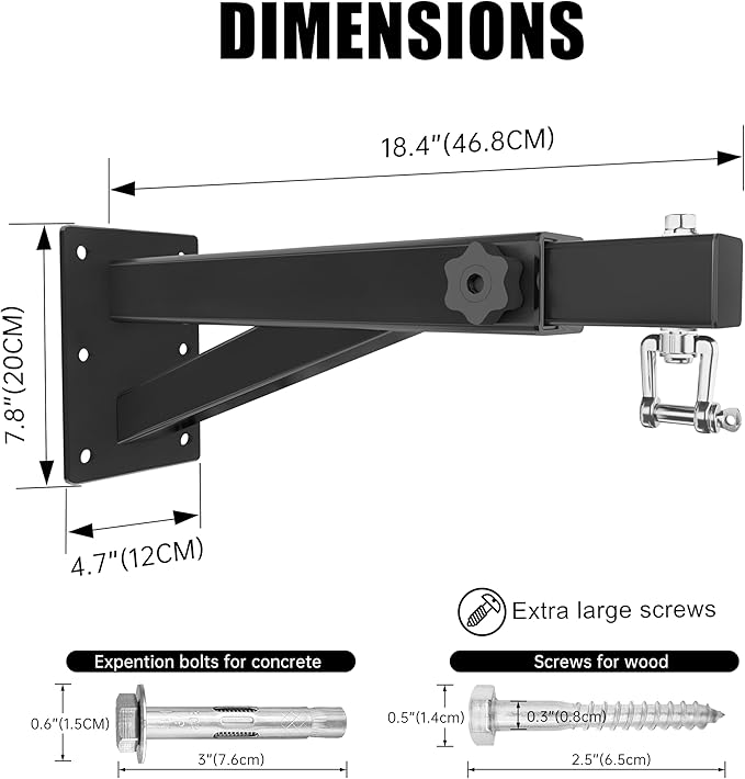Adjustable Heavy Duty Bag Hanger,Wall Mount Punching Bag Hanger,Thickened Steel Plate and Stainless Steel kit for Home Gym Indoor Outdoor (Supports up to 900Ib)