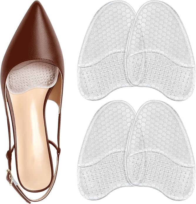 Metatarsal Pads for Women, Ball of Foot Cushions, Heel Inserts, High Heel Comfort Pads (2 Pairs), Anti Slip, Invisible Design