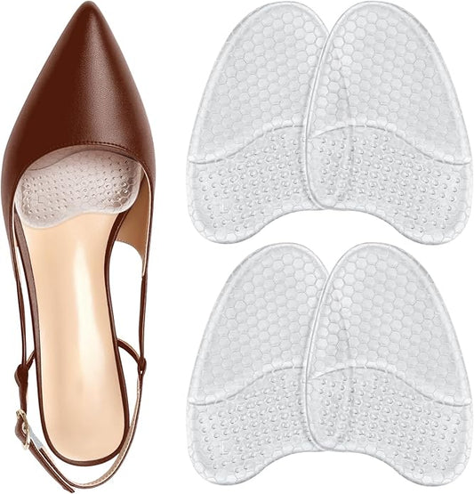 Metatarsal Pads for Women, Ball of Foot Cushions, Heel Inserts, High Heel Comfort Pads (2 Pairs), Anti Slip, Invisible Design