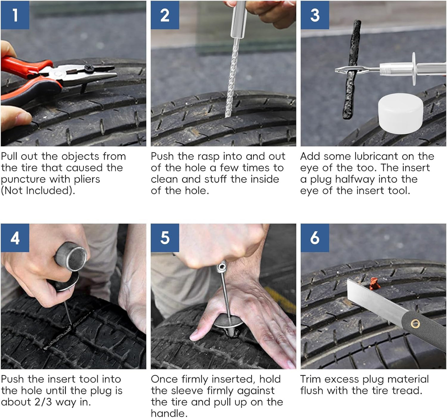 PINKJOY 2 Pack Tire Plug Kit with Plugs 36 Pcs for Car, Motorcycle, ATV, Jeep, Truck, Tractor Flat Tire Puncture Repair Tools